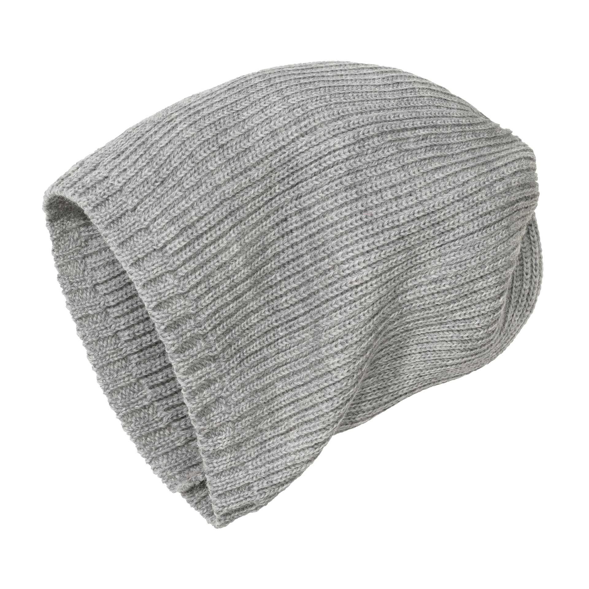 Graue disana Strickmütze aus Bio-Merinowolle, mit elastischen Maschen gestrickt - besonders warm, passend für Herbst & Winter