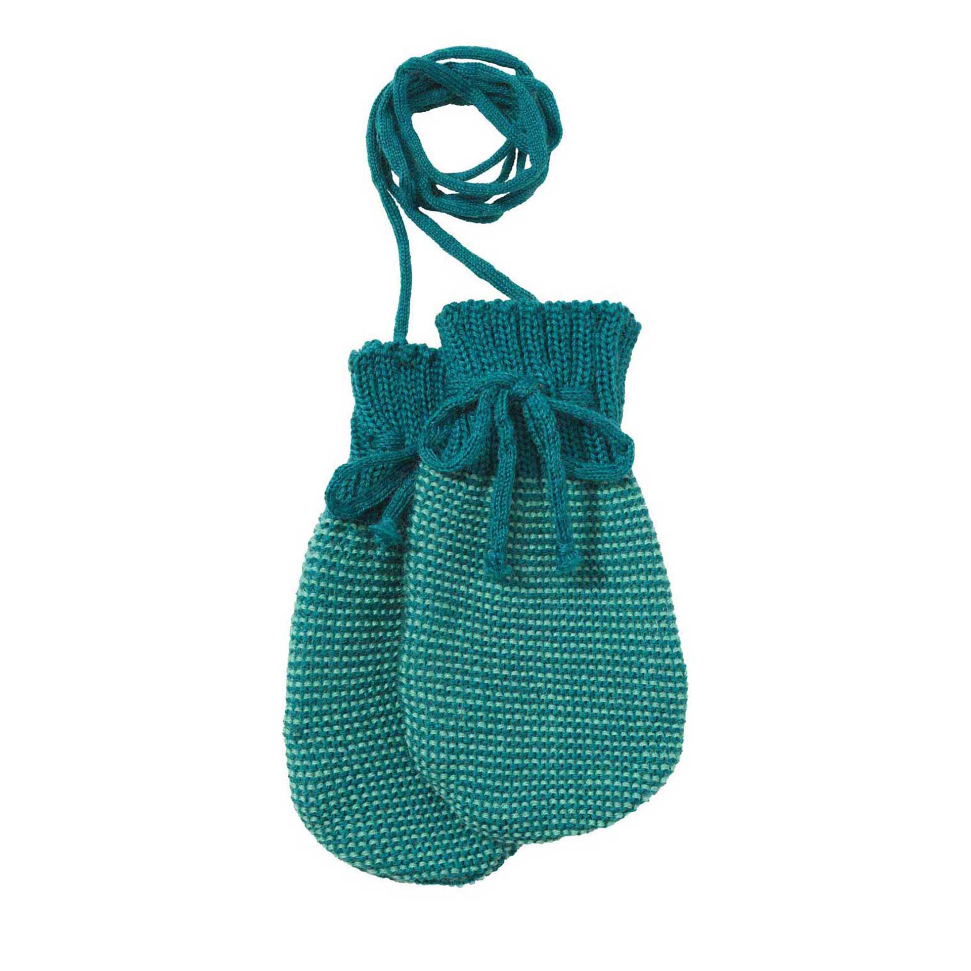 disana Strick-Handschuhe Pacific-lagoon aus Bio-Merinowolle in weichem kuscheligen Linksstrick - hält kleine Hände extra warm