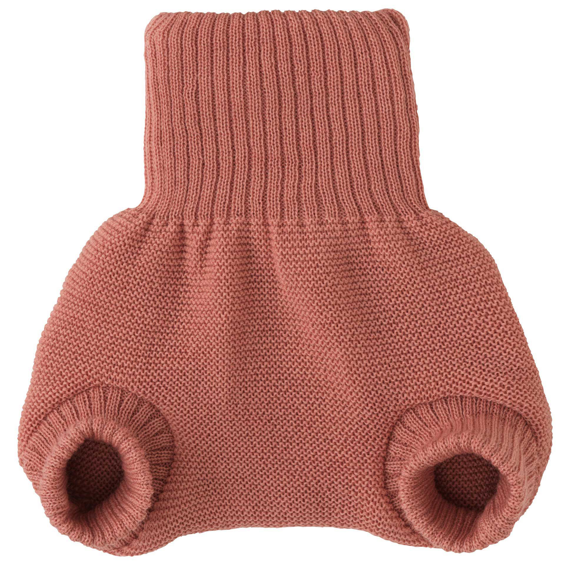 Softpinkfarbene disana Wollwindelhose aus Bio-Merinowolle mit bequemem hohem Rippbund und elastischen Strick-Beinbündchen