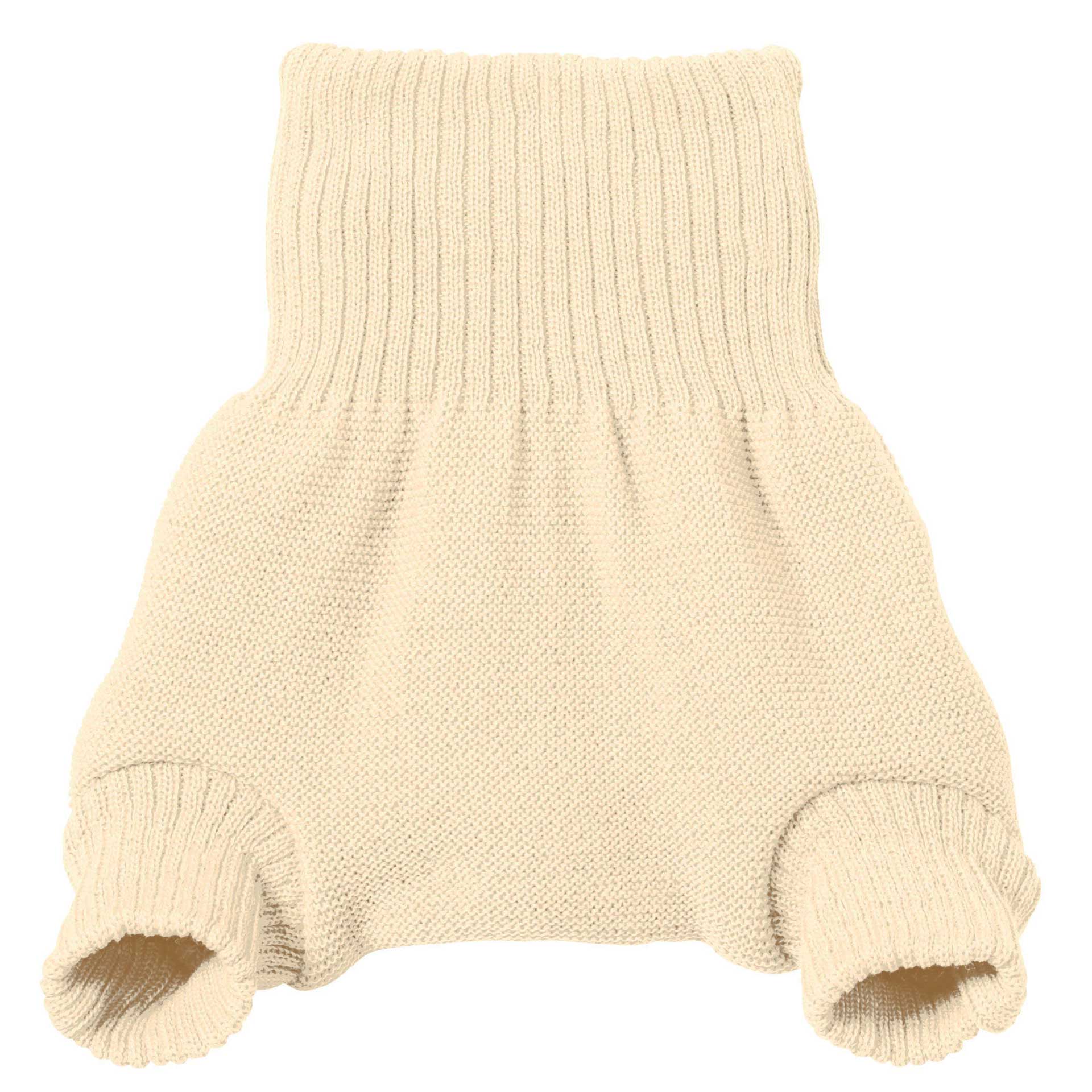 Naturfarbene disana Wollwindelhose aus Bio-Merinowolle mit bequemem hohem Rippbund und elastischen Strick-Beinbündchen